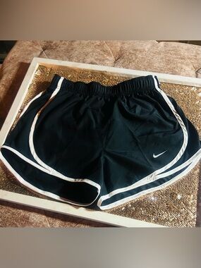 Nike Black Shorts with White Trim Swoosh